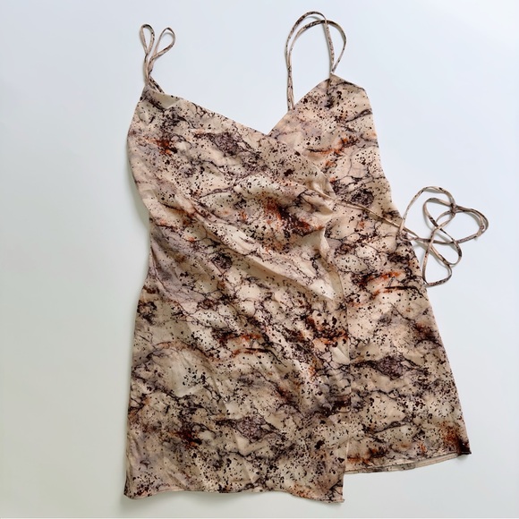 Zara Satin Marble Effect Mini Slip Dress - Picture 5 of 8